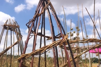 willow weaving - garden obelisk